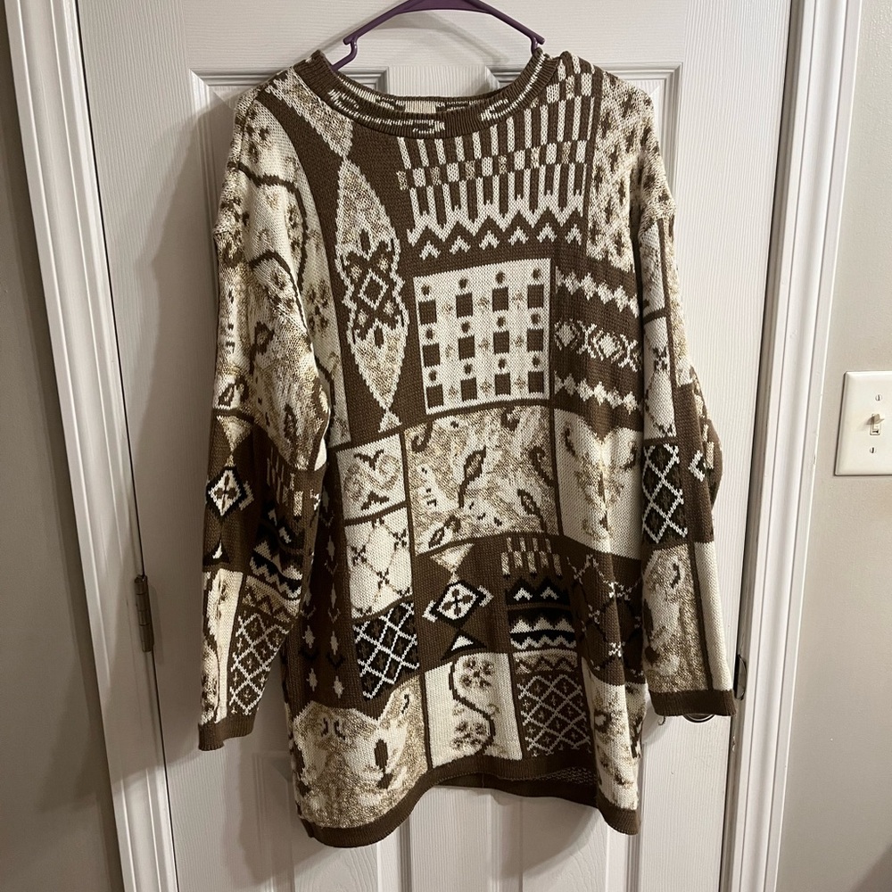 Vintage Huntington Ridge Gold and Cream Sweater